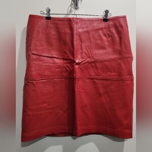 Newport News Vibrant Red Leather Pencil Skirt
